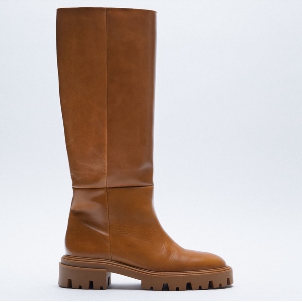 Zara Brown Knee-High Boots